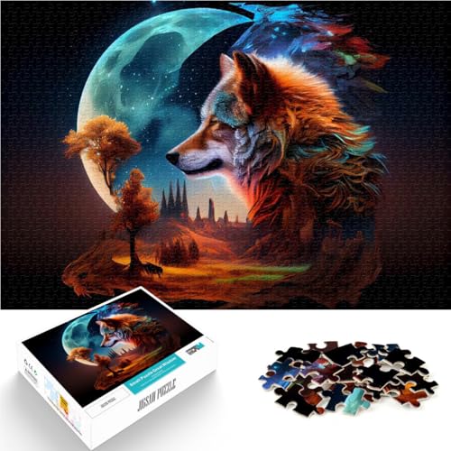für Erwachsene 1000-teiliges Puzzle Schöner Wolf Aus Karton ab 14 Jahren Lernspielzeug-Herausforderung Tolle Geschenke und Spielzeuge。Größe：26x38cm/10.2x14.9Zoll von ZONGJX