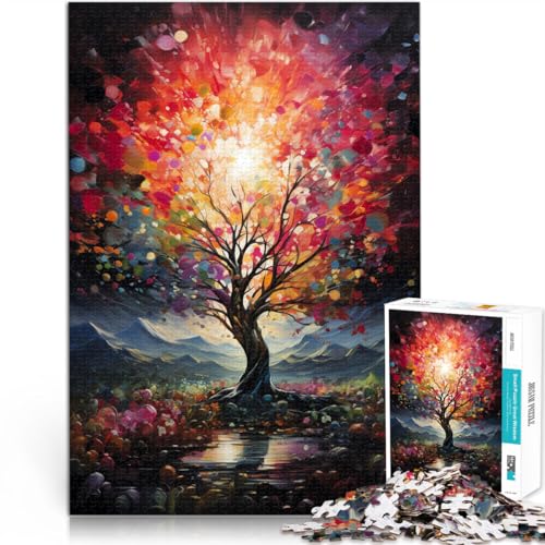 für Erwachsene1000-Teile-Puzzles Bunter Baum~ Aus Karton Geeignet für Kinder ab 14 Jahren Herausforderndes Spiel Spiele Spielzeug Geschenk。Größe：26x38cm/10.2x14.9Zoll von ZONGJX