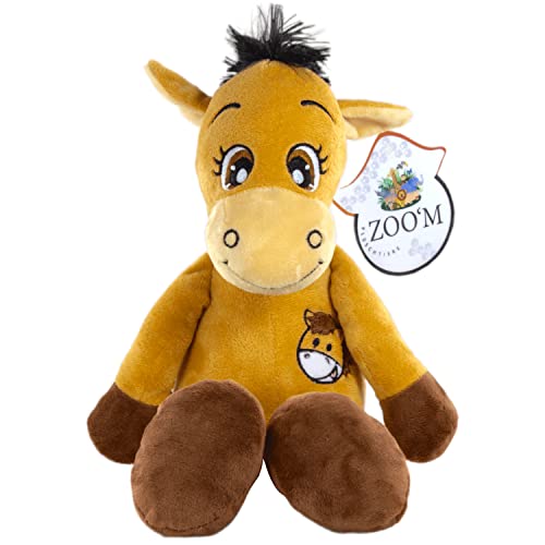 Zoo'M Pferd Kuscheltier 38 cm für Mädchen, Jungen & Babys ab 1 Jahr, kuscheliges Flauschiges Stofftier zum Spielen & Kuscheln, süß und weich, handwaschbares Plüschtier, Hellbraun von ZOO' M PLÜSCHTIERE