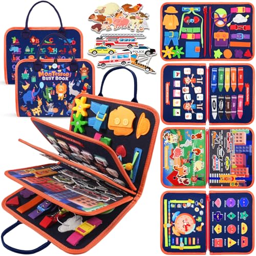ZOOI Busy Board, Quiet Book, Montessori Spielzeug ab 1 2 3 4 Jahre, Geschenke für Junge Mädchen, Kleinkinder Activity Board, Kinder Sensorik Lernspielzeug, Motorikbrett für Reise ZOOI Busy Board, Quiet Book, Montessori Spielzeug ab 1 2 3 4 Jahre, Geschenke für Junge Mädchen, Kleinkinder Activity Board, Kinder Sensorik Lernspielzeug, Motorikbrett für Reise von ZOOI