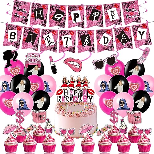 ZOOMPIL 50pcs Mädchen Geburtstags Dekorationen, Große rote Lippen Thema Party Dekoration, Umfassen Luftballons, Banner, Cake Topper, für Mädchen Geburtstag Party von ZOOMPIL