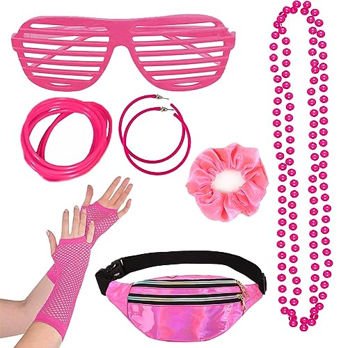 ZOOMPIL 80 Jahre Kostüm Zubehör Set, 80er Jahre Accessoires, Inklusive Netzhandschuhe, Bauchtasche, Brille, Stirnband, Armband, Blitz-Ohrringe, Halskette, für Karneval, Fasching, Rosa ZOOMPIL 80 Jahre Kostüm Zubehör Set, 80er Jahre Accessoires, Inklusive Netzhandschuhe, Bauchtasche, Brille, Stirnband, Armband, Blitz-Ohrringe, Halskette, für Karneval, Fasching, Rosa von ZOOMPIL