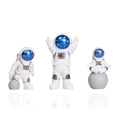 ZOOMPIL Astronauten Kuchendekoration, 3 Stück Figur Astronauten Tortendeko, Astronaut Figur Spielzeug, Spaceman Statuen Modell Kuchen Topper Geburtstag Weltraum Thema Party Geschenke Tischdeko von ZOOMPIL