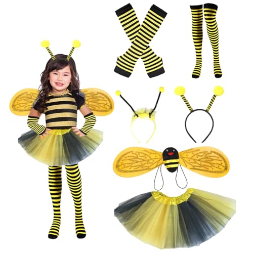 ZOOMPIL Bienenkostüm Set, Hummel Bienen kostüm für Kinder Mädchen, Bienenflügel, kurze Röcke, Kopfreihe, lange Socken und Ärmeln, Verwendet für Rollenspiele Mädchen, 6pcs ZOOMPIL Bienenkostüm Set, Hummel Bienen kostüm für Kinder Mädchen, Bienenflügel, kurze Röcke, Kopfreihe, lange Socken und Ärmeln, Verwendet für Rollenspiele Mädchen, 6pcs von ZOOMPIL