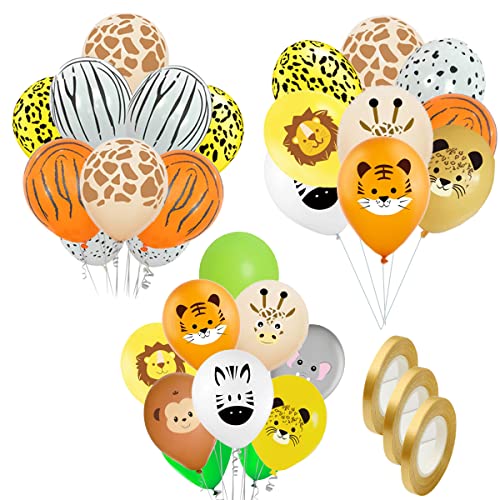 ZOOMPIL Dschungel Tier Muster Latexballons, 30 Stück Dschungel Tiere Luftballon,12 Zoll Tierdruck Latexballons für Dschungel Thema Kinder Geburtstag Party Dekoration von ZOOMPIL