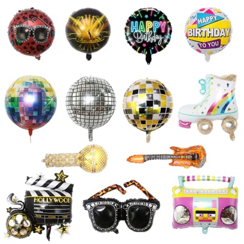 ZOOMPIL Folienballon Disco, 13pcs Disco Party Deko Ballons, Regenbogen Rollschuh Luftballons, Folienballon Radio, 80er 90er Jahre Retro Party Deko für Disco Hip Hop Mottoparty Geburtstags Karneval ZOOMPIL Folienballon Disco, 13pcs Disco Party Deko Ballons, Regenbogen Rollschuh Luftballons, Folienballon Radio, 80er 90er Jahre Retro Party Deko für Disco Hip Hop Mottoparty Geburtstags Karneval von ZOOMPIL