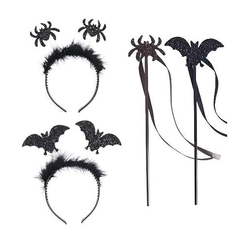 ZOOMPIL Halloween Fledermaus Haarreif, Spinne Haarreifen, halloween kopfschmuck, mit Zauberstab, Mädchen Kostüm für Karneval, Mottoparty, Cosplay Party, 4Pcs ZOOMPIL Halloween Fledermaus Haarreif, Spinne Haarreifen, halloween kopfschmuck, mit Zauberstab, Mädchen Kostüm für Karneval, Mottoparty, Cosplay Party, 4Pcs von ZOOMPIL