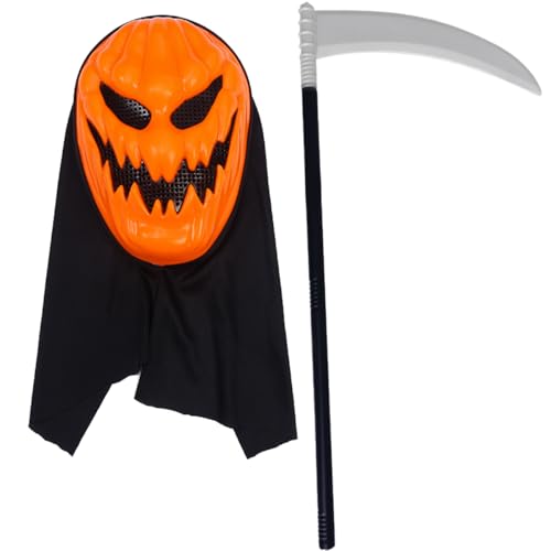 ZOOMPIL Halloween Kürbismaske, Halloween Horror Maske Kürbis, mit Sense Halloween Accessoire, Sensenmann Sichel, Halloween Demon Party Carnival Cosplay Props ZOOMPIL Halloween Kürbismaske, Halloween Horror Maske Kürbis, mit Sense Halloween Accessoire, Sensenmann Sichel, Halloween Demon Party Carnival Cosplay Props von ZOOMPIL