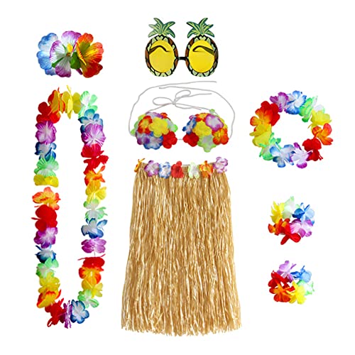 ZOOMPIL Hawaiian Hula, Hawaii Party Kostüm Set, mit Halskette Armbänder für Party Fancy Dress und Tropical Beach für Erwachsene Unisex,Stirnband Blume BH Haarspange (8 Stück, 60CM) von ZOOMPIL