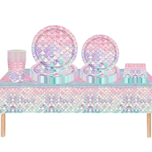 ZOOMPIL Meerjungfrau Motto Partygeschirr, 69pcs Meerjungfrau Partygeschirr Set, Meerjungfrau Pappteller Servietten Tassen für Mädchen Geburtstagdeko Partys, 16 Gäste ZOOMPIL Meerjungfrau Motto Partygeschirr, 69pcs Meerjungfrau Partygeschirr Set, Meerjungfrau Pappteller Servietten Tassen für Mädchen Geburtstagdeko Partys, 16 Gäste von ZOOMPIL
