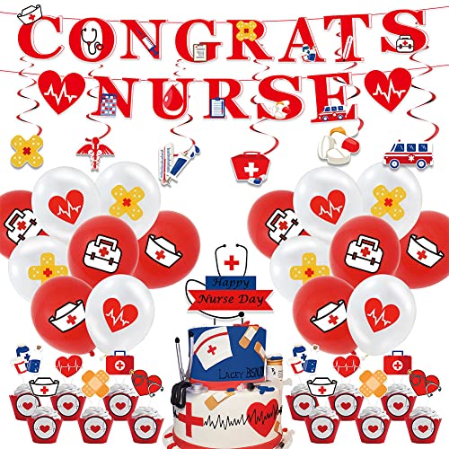ZOOMPIL Nurse Grad Themed Partei, Nurse Cupcake Toppers, einschließlich Banner, Kuchendekoration, Luftballons, Geeignet für Aktivitäten für Krankenschwesterfestival -Aktivitäten, 44 Stück ZOOMPIL Nurse Grad Themed Partei, Nurse Cupcake Toppers, einschließlich Banner, Kuchendekoration, Luftballons, Geeignet für Aktivitäten für Krankenschwesterfestival -Aktivitäten, 44 Stück von ZOOMPIL