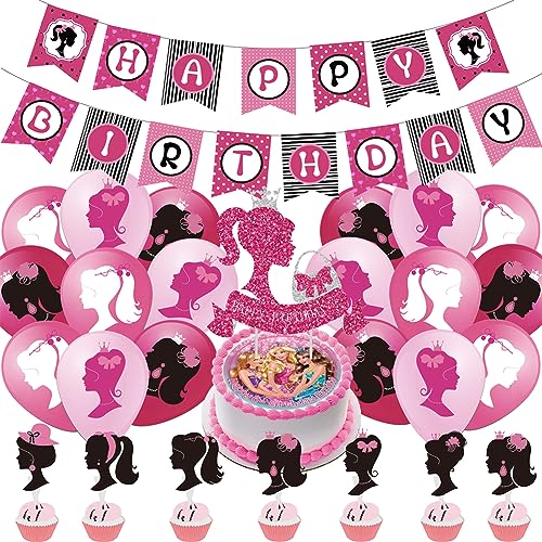 ZOOMPIL Puppe Party Geburtstag Deko Rosa Girl, 44pcs Mädchen Geburtstags Dekorationen, Umfassen Luftballons, Banner, Cake Topper, für Mädchen Geburtstag Party ZOOMPIL Puppe Party Geburtstag Deko Rosa Girl, 44pcs Mädchen Geburtstags Dekorationen, Umfassen Luftballons, Banner, Cake Topper, für Mädchen Geburtstag Party von ZOOMPIL