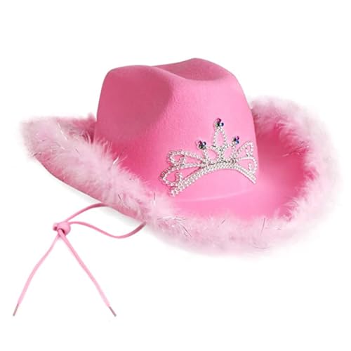 ZOOMPIL Rosa Cowgirl-Hut, Damen Cowboyhut, Cowboyhut mit rosa Krone, Damen Cowboyhut mit Federbesatz, für Party Halloween Karneval Kostüm Kostümzubehör ZOOMPIL Rosa Cowgirl-Hut, Damen Cowboyhut, Cowboyhut mit rosa Krone, Damen Cowboyhut mit Federbesatz, für Party Halloween Karneval Kostüm Kostümzubehör von ZOOMPIL