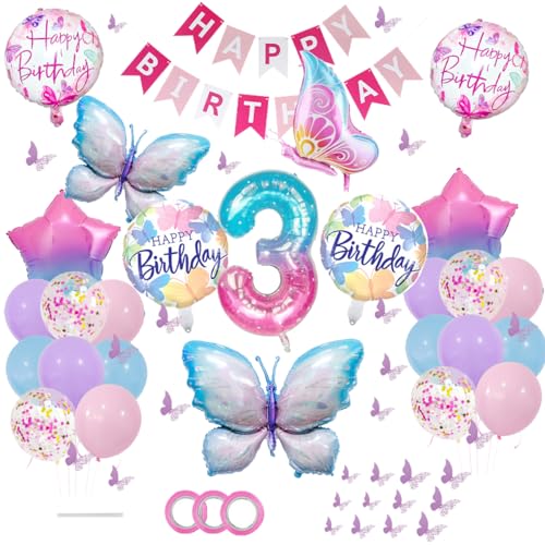 ZOOMPIL Schmetterlings Folienballon, 46pcs Stern Folienballon, Schmetterling Ballon Geburtstagsdeko, 3. Geburtstag für Schmetterling Themen Party Geburtstag Baby Shower Mädchen Dekoration ZOOMPIL Schmetterlings Folienballon, 46pcs Stern Folienballon, Schmetterling Ballon Geburtstagsdeko, 3. Geburtstag für Schmetterling Themen Party Geburtstag Baby Shower Mädchen Dekoration von ZOOMPIL