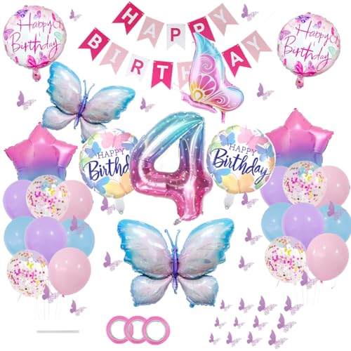 ZOOMPIL Schmetterlings Folienballon, 46pcs Stern Folienballon, Schmetterling Ballon Geburtstagsdeko, 4. Geburtstag für Schmetterling Themen Party Geburtstag Baby Shower Mädchen Dekoration ZOOMPIL Schmetterlings Folienballon, 46pcs Stern Folienballon, Schmetterling Ballon Geburtstagsdeko, 4. Geburtstag für Schmetterling Themen Party Geburtstag Baby Shower Mädchen Dekoration von ZOOMPIL