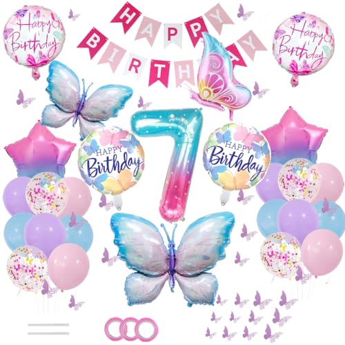 ZOOMPIL Schmetterlings Folienballon, 46pcs Stern Folienballon, Schmetterling Ballon Geburtstagsdeko, 7. Geburtstag für Schmetterling Themen Party Geburtstag Baby Shower Mädchen Dekoration ZOOMPIL Schmetterlings Folienballon, 46pcs Stern Folienballon, Schmetterling Ballon Geburtstagsdeko, 7. Geburtstag für Schmetterling Themen Party Geburtstag Baby Shower Mädchen Dekoration von ZOOMPIL