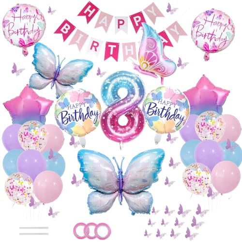 ZOOMPIL Schmetterlings Folienballon, 46pcs Stern Folienballon, Schmetterling Ballon Geburtstagsdeko, 8. Geburtstag für Schmetterling Themen Party Geburtstag Baby Shower Mädchen Dekoration ZOOMPIL Schmetterlings Folienballon, 46pcs Stern Folienballon, Schmetterling Ballon Geburtstagsdeko, 8. Geburtstag für Schmetterling Themen Party Geburtstag Baby Shower Mädchen Dekoration von ZOOMPIL