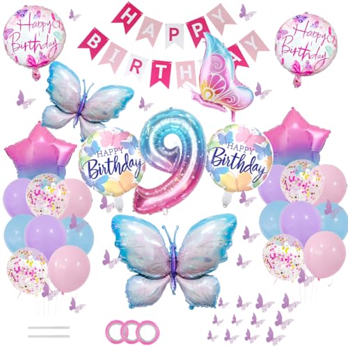 ZOOMPIL Schmetterlings Folienballon, 46pcs Stern Folienballon, Schmetterling Ballon Geburtstagsdeko, 9. Geburtstag für Schmetterling Themen Party Geburtstag Baby Shower Mädchen Dekoration ZOOMPIL Schmetterlings Folienballon, 46pcs Stern Folienballon, Schmetterling Ballon Geburtstagsdeko, 9. Geburtstag für Schmetterling Themen Party Geburtstag Baby Shower Mädchen Dekoration von ZOOMPIL