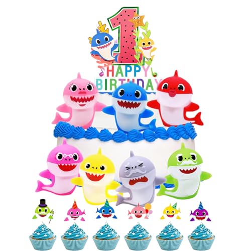ZOOMPIL Shark Geburtstags Cake Toppers, 15Pcs Shark Kuchen Dekoration Set, Tortendeko 1. Geburtstag, für Haifisch Party Kuchen Dekoration Lieferungen für Kinder Babyparty Geburtstag ZOOMPIL Shark Geburtstags Cake Toppers, 15Pcs Shark Kuchen Dekoration Set, Tortendeko 1. Geburtstag, für Haifisch Party Kuchen Dekoration Lieferungen für Kinder Babyparty Geburtstag von ZOOMPIL