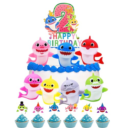 ZOOMPIL Shark Geburtstags Cake Toppers, 15Pcs Shark Kuchen Dekoration Set, Tortendeko 2. Geburtstag, für Haifisch Party Kuchen Dekoration Lieferungen für Kinder Babyparty Geburtstag ZOOMPIL Shark Geburtstags Cake Toppers, 15Pcs Shark Kuchen Dekoration Set, Tortendeko 2. Geburtstag, für Haifisch Party Kuchen Dekoration Lieferungen für Kinder Babyparty Geburtstag von ZOOMPIL