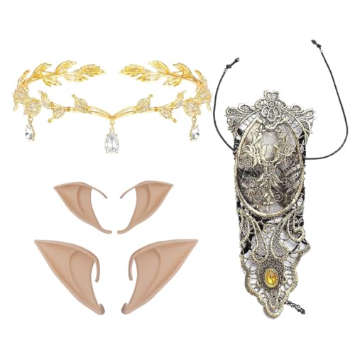 ZOOMPIL Strass Blatt Hochzeit Tiara, Elfe Ohren Set mit Spitzenhandschuhe, für Elfen-Cosplay, Weihnachten, Halloween, Karneval, Partydekorationen Zubehör ZOOMPIL Strass Blatt Hochzeit Tiara, Elfe Ohren Set mit Spitzenhandschuhe, für Elfen-Cosplay, Weihnachten, Halloween, Karneval, Partydekorationen Zubehör von ZOOMPIL