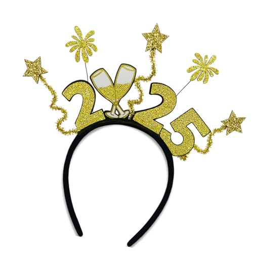 ZORESCOLEO 2025 Neujahr Stirnbänder Festival Kopfbedeckung Uni Verstellbar Haarschmuck für Party Kostüm von ZORESCOLEO