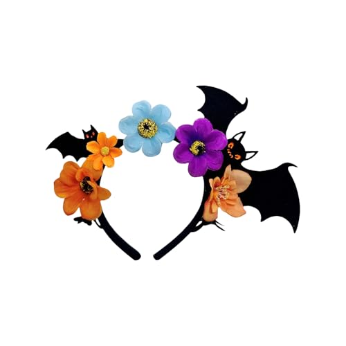 ZORESCOLEO Halloween-Haarreif mit Blumen- und Fledermaus-Design, flexibel, dunkle Serie, Haarreif für Partys, Veranstaltungen, Fotografie von ZORESCOLEO