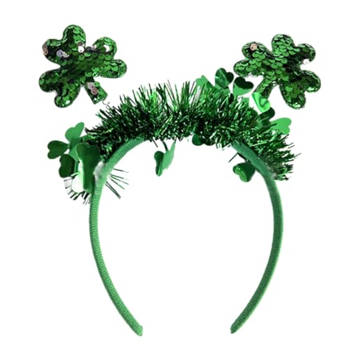 ZORESCOLEO Kobold Blingbling Stirnband Kleeblatt Grün Kopfbedeckung Lametta Foto Requisiten Irish Day Party Kopfbedeckung Irish Day von ZORESCOLEO