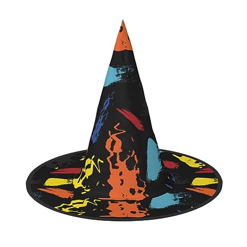 ZORIN Halloween-Hexenhut für Damen, Kostüm, bunte Pinsel, Graffiti, Hexenzubehör, Kappen für Themendekoration, Halloween, Party, Cosplay von ZORIN