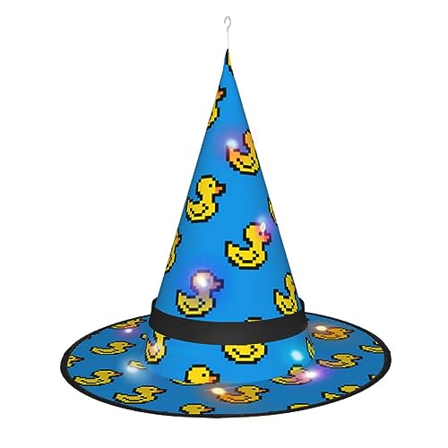 ZORIN Halloween-Hexenhut für Erwachsene, Zauberer-Hüte mit Lichtern, abstrakte Gummi-gelbe Enten-Hut, Halloween-Dekor, Kostümzubehör für Halloween, Cosplay, Party, Maskerade, Haustiere, Garten von ZORIN