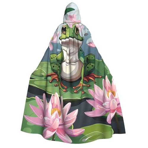 ZORIN Halloween-Kapuzenumhang, 150 cm, Frosch, rosa Seerosen, schicker Umhang mit Kapuze, Umhang für Halloween, Weihnachten, Kostüm, Sensenmann, Vampir-Party, Teufel, Hexe, Zauberer, Cosplay ZORIN Halloween-Kapuzenumhang, 150 cm, Frosch, rosa Seerosen, schicker Umhang mit Kapuze, Umhang für Halloween, Weihnachten, Kostüm, Sensenmann, Vampir-Party, Teufel, Hexe, Zauberer, Cosplay von ZORIN