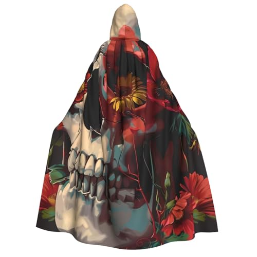 ZORIN Halloween-Kapuzenumhang, 150 cm, Totenkopf-Blumen, Blut, ausgefallener Umhang mit Kapuze, Umhang für Halloween, Weihnachten, Kostüm, Sensenmann, Vampir-Party, Teufel, Hexe, Zauberer, Cosplay ZORIN Halloween-Kapuzenumhang, 150 cm, Totenkopf-Blumen, Blut, ausgefallener Umhang mit Kapuze, Umhang für Halloween, Weihnachten, Kostüm, Sensenmann, Vampir-Party, Teufel, Hexe, Zauberer, Cosplay von ZORIN