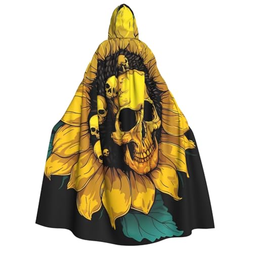 ZORIN Halloween-Umhang mit Kapuze, 150 cm, Sonnenblumen-gelbe Totenköpfe, ausgefallener Umhang mit Kapuze, Umhang für Halloween, Weihnachten, Kostüm, Sensenmann, Vampir-Party, Teufel, Hexe, Zauberer ZORIN Halloween-Umhang mit Kapuze, 150 cm, Sonnenblumen-gelbe Totenköpfe, ausgefallener Umhang mit Kapuze, Umhang für Halloween, Weihnachten, Kostüm, Sensenmann, Vampir-Party, Teufel, Hexe, Zauberer von ZORIN