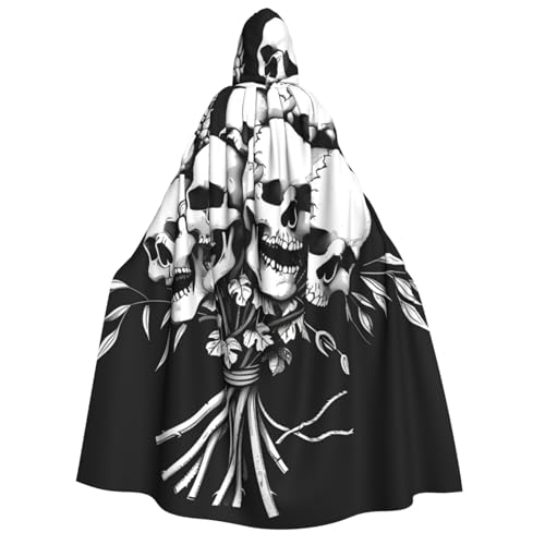 ZORIN Halloween-Umhang mit Kapuze, 150 cm, schwarz-weiß, Blumenstrauß, Totenkopf, ausgefallener Umhang mit Kapuze, Umhang für Halloween, Weihnachten, Kostüm, Sensenmann, Vampir-Party, Teufel, Hexe ZORIN Halloween-Umhang mit Kapuze, 150 cm, schwarz-weiß, Blumenstrauß, Totenkopf, ausgefallener Umhang mit Kapuze, Umhang für Halloween, Weihnachten, Kostüm, Sensenmann, Vampir-Party, Teufel, Hexe von ZORIN