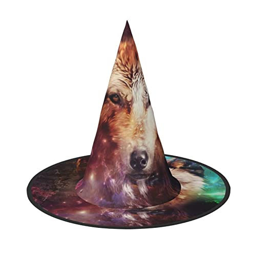 ZORIN Halloween Witches Hat Adult Wizard Hats Fancy Dress Cool Wolf Head Galaxy Earth Mural Witches Hat Halloween Costume Decors for Cosplay Party Pets Garden von ZORIN