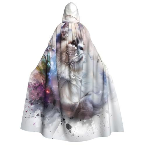 ZORIN Kapuzenumhang, Halloween-Kostüm, 149,9 cm, Bademantel mit Kapuze, Katze, Orchidee, niedlicher Uni-Kostüm, Umhang für Halloween, Weihnachten, Cosplay-Party ZORIN Kapuzenumhang, Halloween-Kostüm, 149,9 cm, Bademantel mit Kapuze, Katze, Orchidee, niedlicher Uni-Kostüm, Umhang für Halloween, Weihnachten, Cosplay-Party von ZORIN