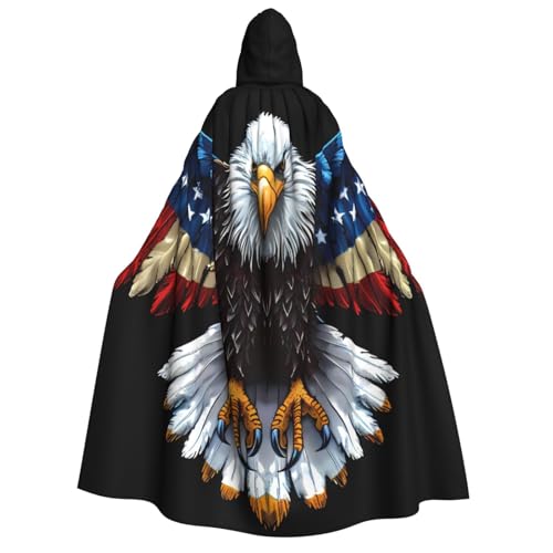 ZORIN Kapuzenumhang, Halloween-Kostüm, 149,9 cm, Bademantel mit Kapuze, Weißkopfseeadlerflagge, Flügel, Uni, Kostüm-Umhang für Halloween, Weihnachten, Cosplay-Party ZORIN Kapuzenumhang, Halloween-Kostüm, 149,9 cm, Bademantel mit Kapuze, Weißkopfseeadlerflagge, Flügel, Uni, Kostüm-Umhang für Halloween, Weihnachten, Cosplay-Party von ZORIN