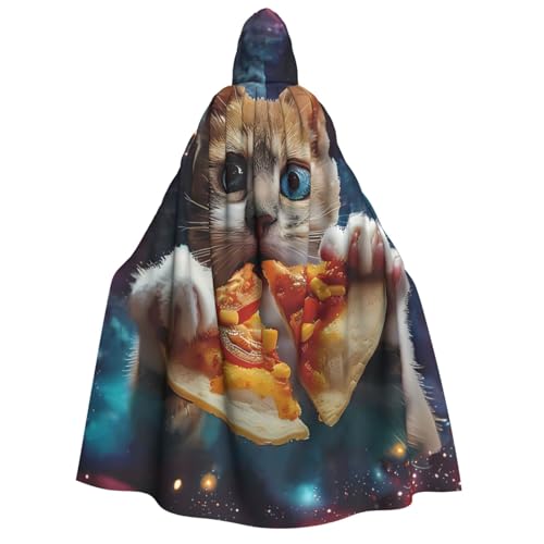 ZORIN Kapuzenumhang, Halloween-Kostüm, 149,9 cm, Bademantel mit Kapuze, Weltraumfressendes Katzengesicht, Uni-Kostüm, Umhang für Halloween, Weihnachten, Cosplay, Party von ZORIN