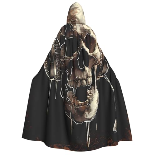 ZORIN Kapuzenumhang, Halloween-Kostüm, 149,9 cm, Bademantel mit Kapuze, böser Totenkopf mit Kopfhörer, Uni, Kostüm-Umhang für Halloween, Weihnachten, Cosplay-Party ZORIN Kapuzenumhang, Halloween-Kostüm, 149,9 cm, Bademantel mit Kapuze, böser Totenkopf mit Kopfhörer, Uni, Kostüm-Umhang für Halloween, Weihnachten, Cosplay-Party von ZORIN