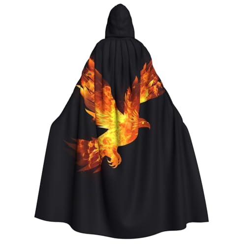 ZORIN Kapuzenumhang, Halloween-Kostüm, 149,9 cm, Robe mit Kapuze, Adler, schwarzer Hintergrund, Flammen, Uni, Kostüm-Umhang für Halloween, Weihnachten, Cosplay-Party von ZORIN