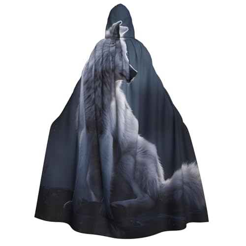 ZORIN Kapuzenumhang, Halloween-Kostüm, 149,9 cm, Robe mit Kapuze, Mondlicht, weißer Wolf, Uni, Kostüm-Umhang für Halloween, Weihnachten, Cosplay-Party ZORIN Kapuzenumhang, Halloween-Kostüm, 149,9 cm, Robe mit Kapuze, Mondlicht, weißer Wolf, Uni, Kostüm-Umhang für Halloween, Weihnachten, Cosplay-Party von ZORIN