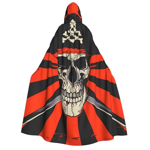 ZORIN Kapuzenumhang, Halloween-Kostüm, 149,9 cm, Robe mit Kapuze, Piratenschädel, Streifen, Uni, Fasching, Umhang für Halloween, Weihnachten, Cosplay, Party ZORIN Kapuzenumhang, Halloween-Kostüm, 149,9 cm, Robe mit Kapuze, Piratenschädel, Streifen, Uni, Fasching, Umhang für Halloween, Weihnachten, Cosplay, Party von ZORIN