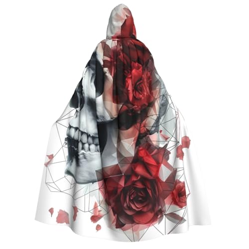 ZORIN Kapuzenumhang, Halloween-Kostüm, 149,9 cm, Robe mit Kapuze, Rose, Rauten-Schädel, Uni, Kostüm-Umhang für Halloween, Weihnachten, Cosplay-Party von ZORIN