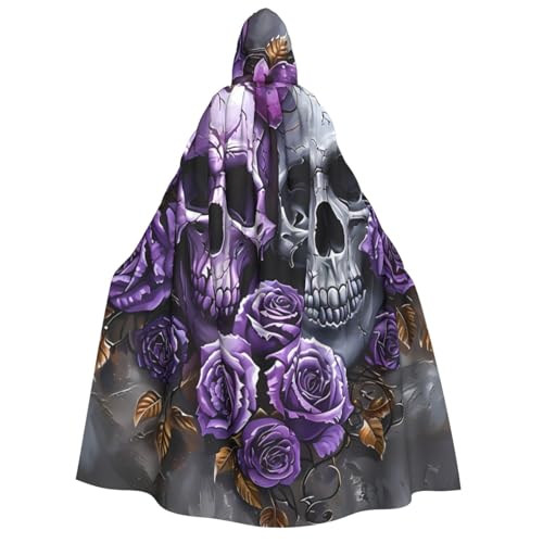 ZORIN Kapuzenumhang, Halloween-Kostüm, 149,9 cm, Robe mit Kapuze, Rosen, Totenkopf, lila-grau, Uni-Kostüm, Umhang für Halloween, Weihnachten, Cosplay-Party ZORIN Kapuzenumhang, Halloween-Kostüm, 149,9 cm, Robe mit Kapuze, Rosen, Totenkopf, lila-grau, Uni-Kostüm, Umhang für Halloween, Weihnachten, Cosplay-Party von ZORIN