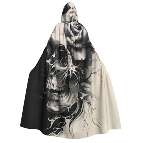 ZORIN Kapuzenumhang, Halloween-Kostüm, 149,9 cm, Robe mit Kapuze, Rosenkopf, Weiß / Schwarz, Uni, Kostüm-Umhang für Halloween, Weihnachten, Cosplay-Party ZORIN Kapuzenumhang, Halloween-Kostüm, 149,9 cm, Robe mit Kapuze, Rosenkopf, Weiß / Schwarz, Uni, Kostüm-Umhang für Halloween, Weihnachten, Cosplay-Party von ZORIN