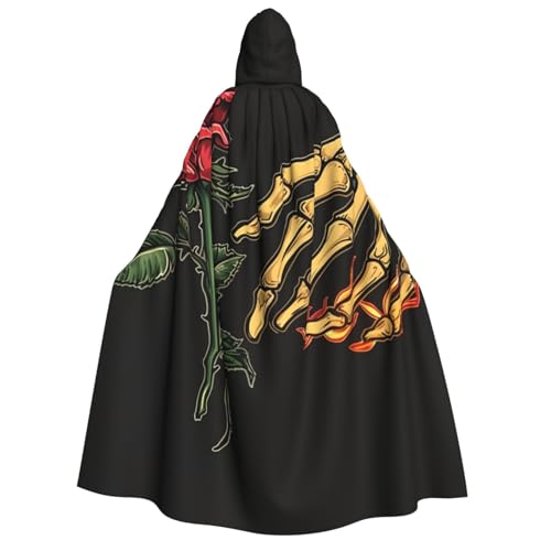 ZORIN Kapuzenumhang, Halloween-Kostüm, 149,9 cm, Robe mit Kapuze, Skelett, Hand, Feuer-Rose, Uni, Kostüm-Umhang für Halloween, Weihnachten, Cosplay-Party ZORIN Kapuzenumhang, Halloween-Kostüm, 149,9 cm, Robe mit Kapuze, Skelett, Hand, Feuer-Rose, Uni, Kostüm-Umhang für Halloween, Weihnachten, Cosplay-Party von ZORIN