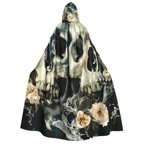 ZORIN Kapuzenumhang, Halloween-Kostüm, 149,9 cm, Robe mit Kapuze, Totenkopf, Blumen, Spritzer, Uni, Kostüm-Umhang für Halloween, Weihnachten, Cosplay-Party ZORIN Kapuzenumhang, Halloween-Kostüm, 149,9 cm, Robe mit Kapuze, Totenkopf, Blumen, Spritzer, Uni, Kostüm-Umhang für Halloween, Weihnachten, Cosplay-Party von ZORIN