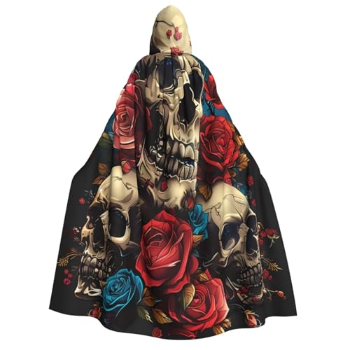 ZORIN Kapuzenumhang, Halloween-Kostüm, 149,9 cm, Robe mit Kapuze, Totenkopf, Rosen, Uni-Kostüm, Umhang für Halloween, Weihnachten, Cosplay-Party ZORIN Kapuzenumhang, Halloween-Kostüm, 149,9 cm, Robe mit Kapuze, Totenkopf, Rosen, Uni-Kostüm, Umhang für Halloween, Weihnachten, Cosplay-Party von ZORIN