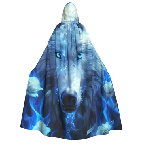 ZORIN Kapuzenumhang, Halloween-Kostüm, 149,9 cm, Robe mit Kapuze, Wolfsblau, leuchtende Augen, Blumenmuster, Uni, Kostüm-Umhang für Halloween, Weihnachten, Cosplay-Party ZORIN Kapuzenumhang, Halloween-Kostüm, 149,9 cm, Robe mit Kapuze, Wolfsblau, leuchtende Augen, Blumenmuster, Uni, Kostüm-Umhang für Halloween, Weihnachten, Cosplay-Party von ZORIN