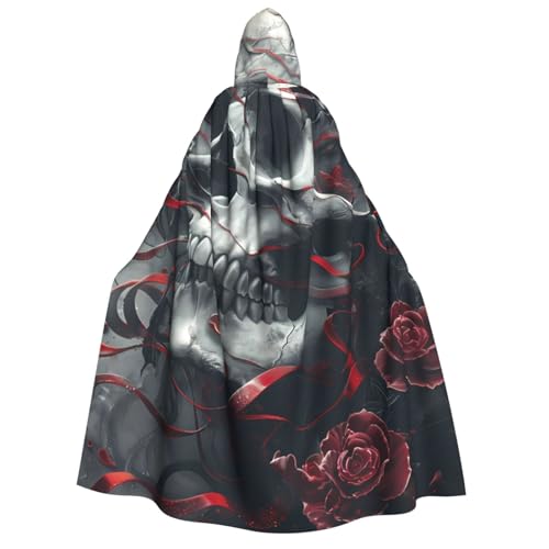 ZORIN Kapuzenumhang, Halloween-Kostüm, 150 cm, Robe mit Kapuze, Totenkopf-Rosen, Bändern, fließend, Uni, für Halloween, Weihnachten, Cosplay, Party ZORIN Kapuzenumhang, Halloween-Kostüm, 150 cm, Robe mit Kapuze, Totenkopf-Rosen, Bändern, fließend, Uni, für Halloween, Weihnachten, Cosplay, Party von ZORIN
